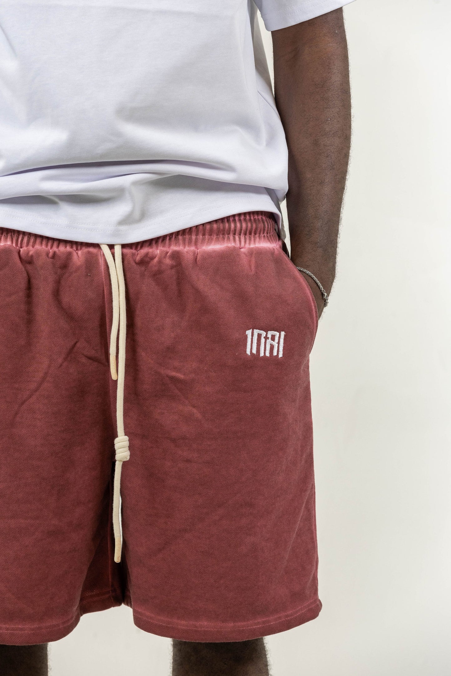 Acid Washed Shorts Red
