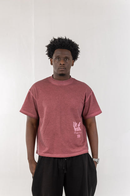 Life and Death Tee Burgundy