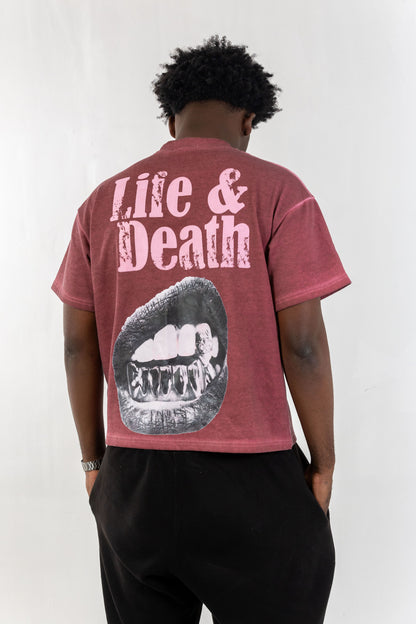 Life and Death Tee Burgundy