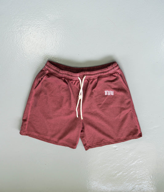 Acid Washed Shorts Red